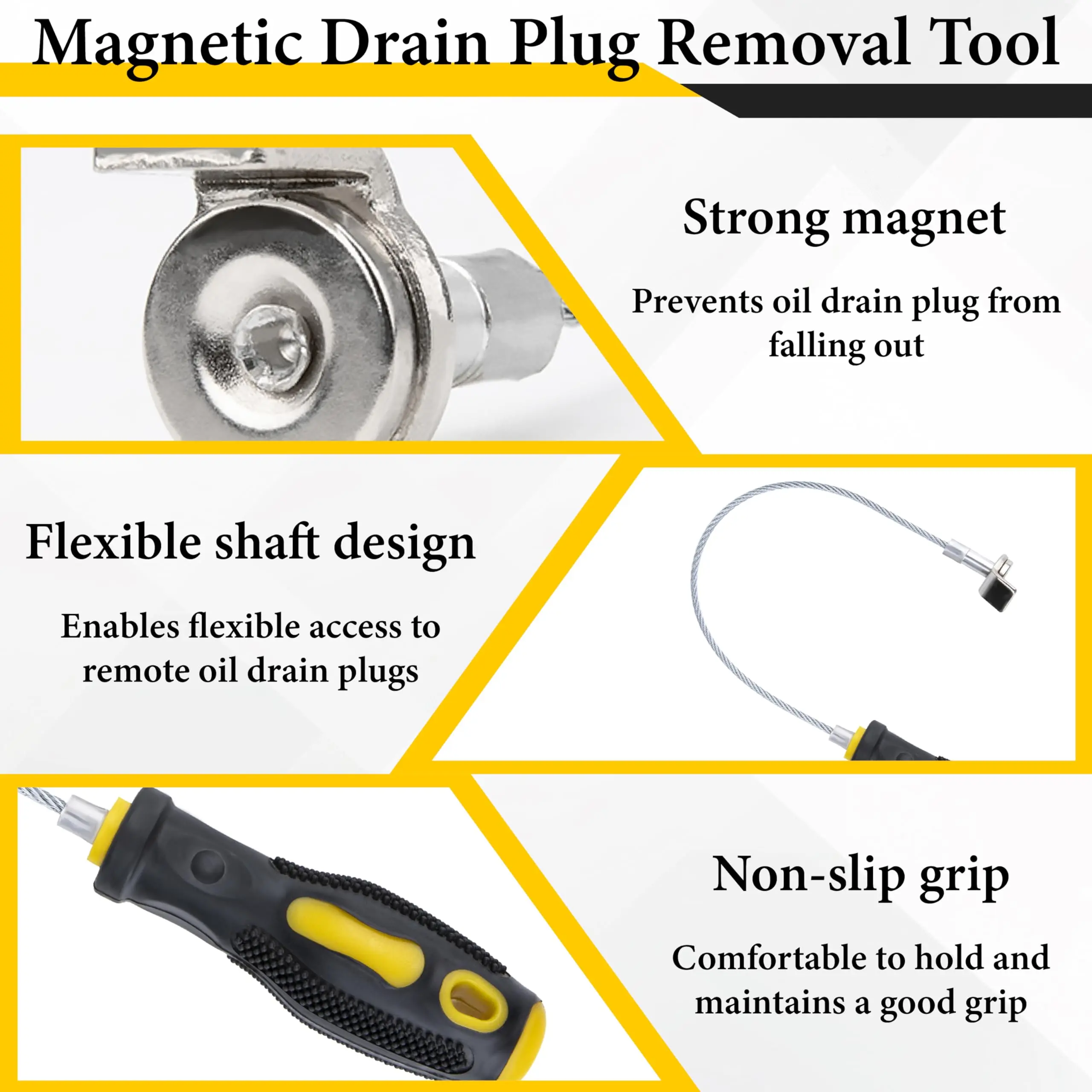 Strong Magnetic Oil Drain Plug Remover Tool, Oil Drain Plug Remover Instrument, Anti Scald Sump Plug Removal Tool, Universal Flexible Oil Plug Removal Tool (14 Inch) Fathers Day Gift