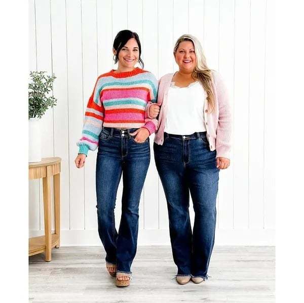 High Rise Non Distressed Vintage Frayed Hem Bootcut Jeans