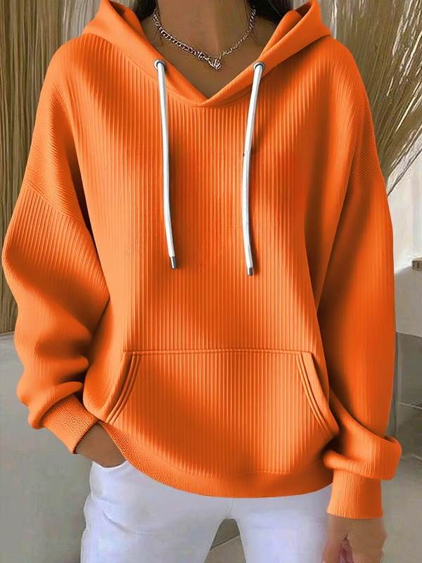 Women's casual retro ribbed sweatshirt