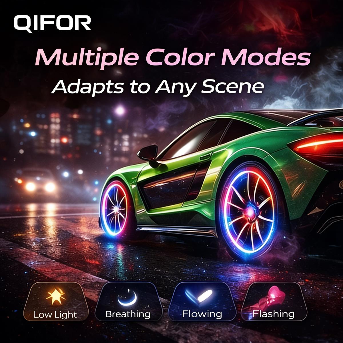 QIFOR LED wheel light Waterproof Luminous Car Tire Valve Caps Vibration-Sensitive LED Tire Valve Cap-bicycle car motorcycle tire led