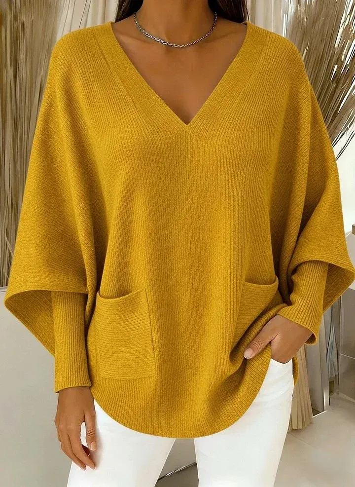 CLEARANCE SALE🔥 Women's Casual Solid Color V-Neck Sweater