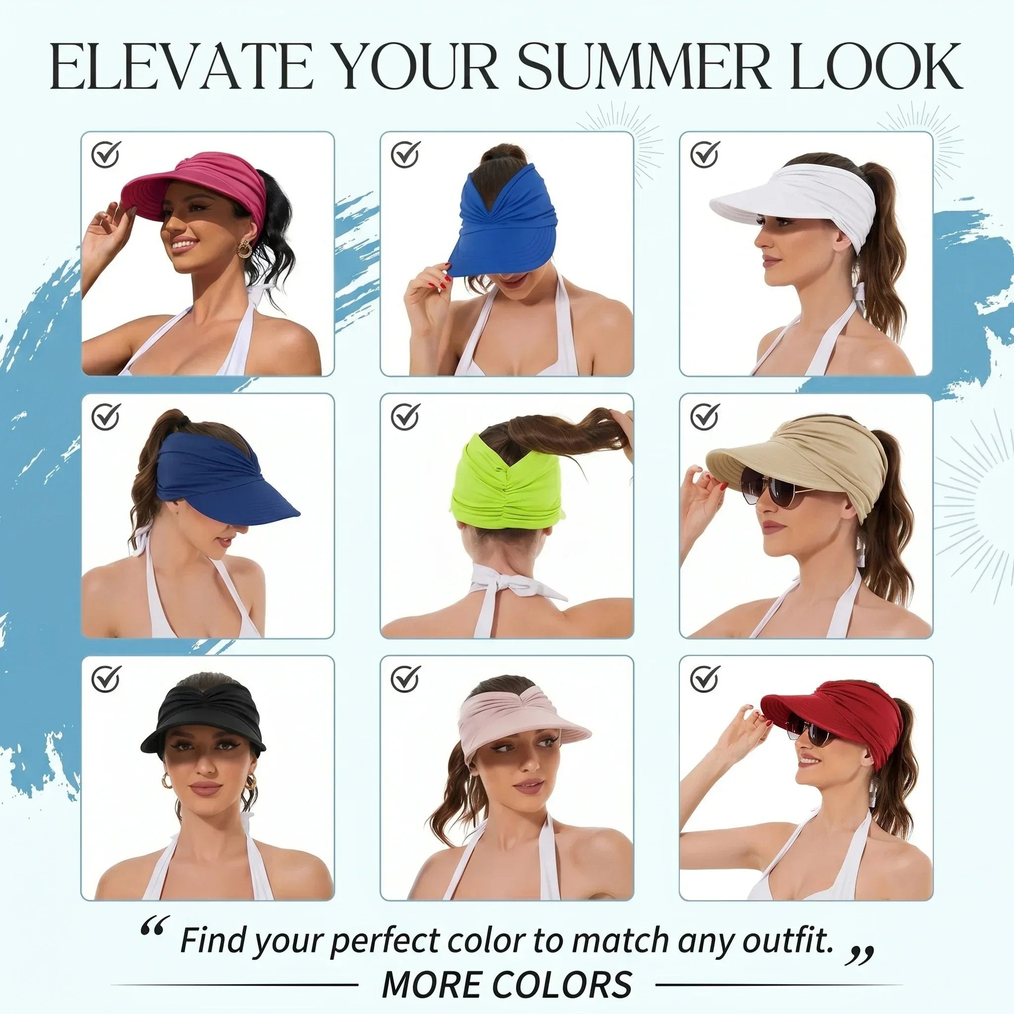 💕👒UPF 50+ Sun Visor Ponytail Hat