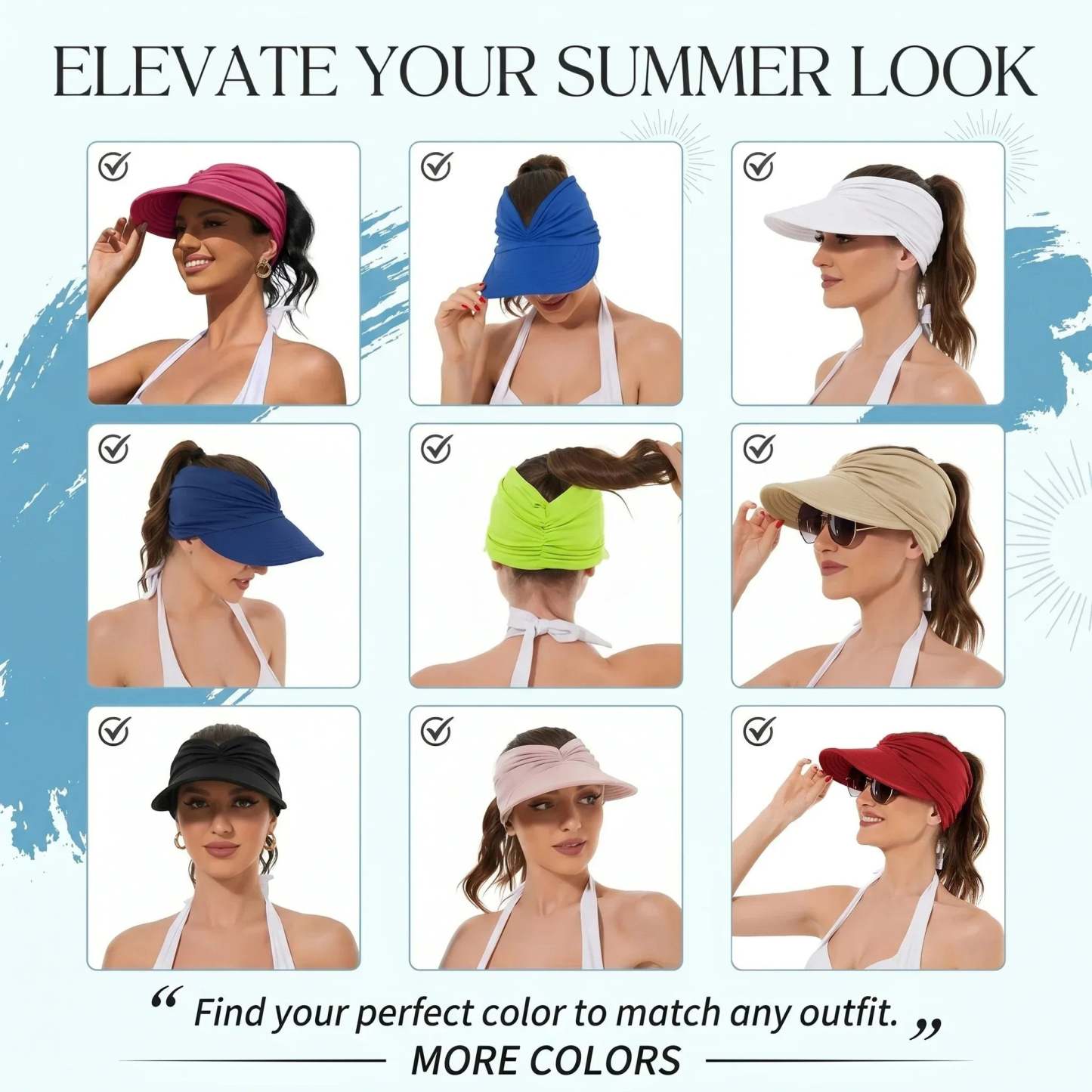 💕👒UPF 50+ Sun Visor Ponytail Hat