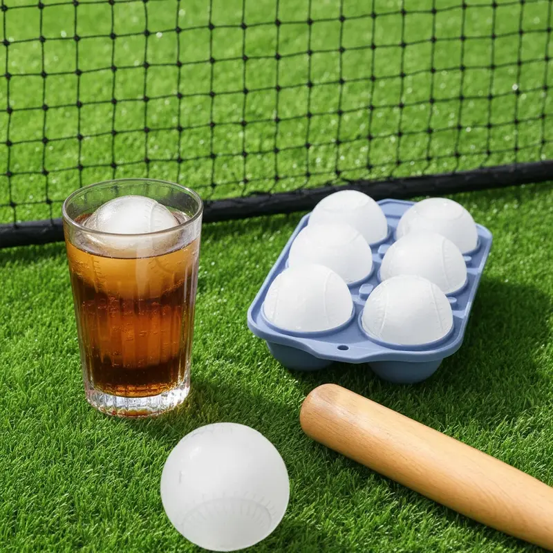 Sporty 3D Baseball Ice Cube Mold – 6-Cavity Food-Grade Silicone Tray for Cooling Beer, Soda, Lemonade & More 🍺⚾