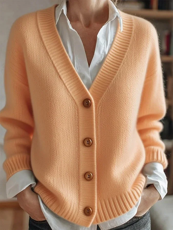 Women Plain Vintage Winter Cardigan