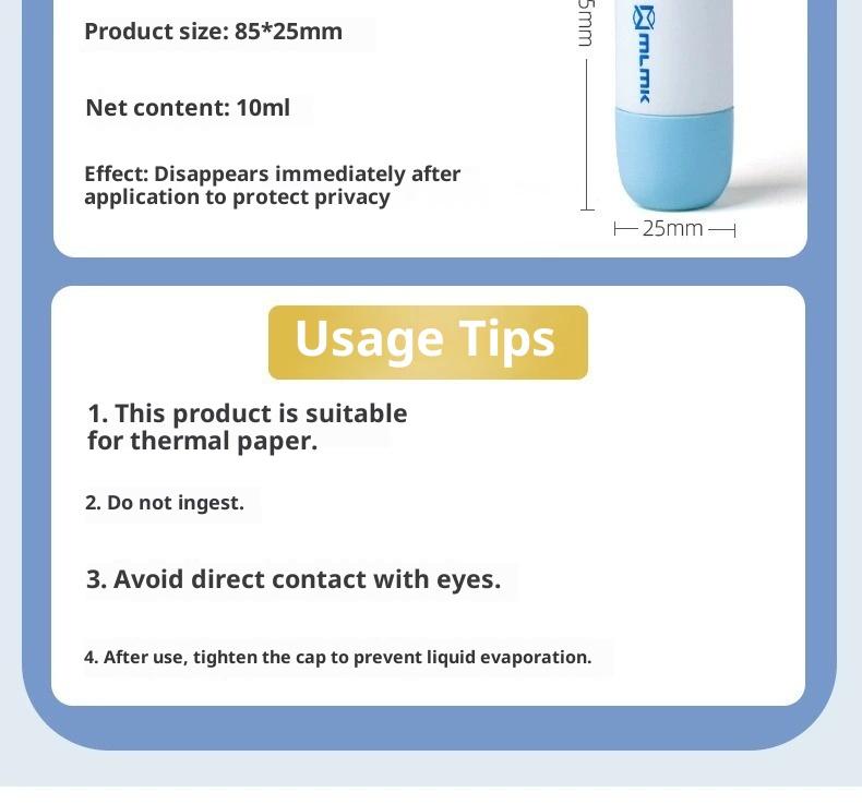 2 Pack Privacy Wipe: 2-in-1 Thermal Paper Correction Fluid with Unboxing Knife