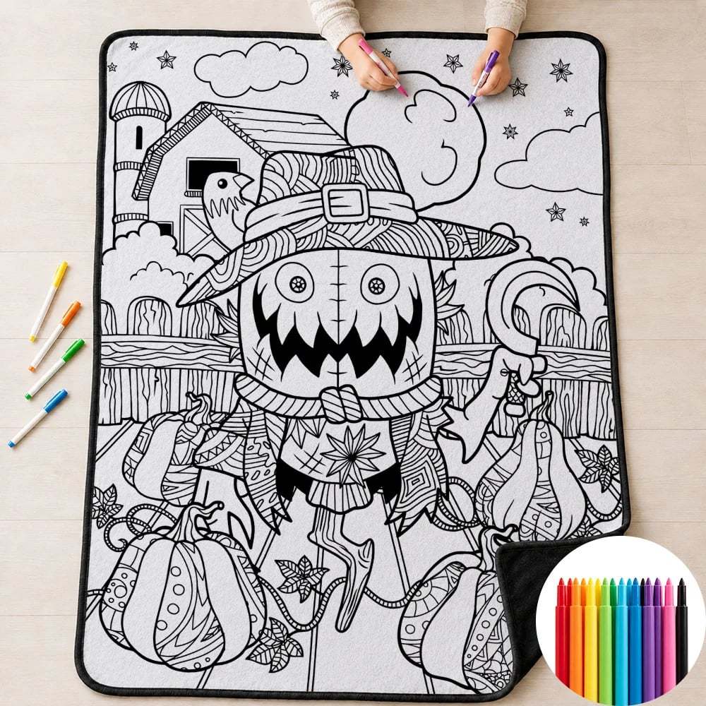 🎃Halloween Themed DIY Colour-In Blanket Kit for Kids🌈🖋️Comes with Fabric Markers
