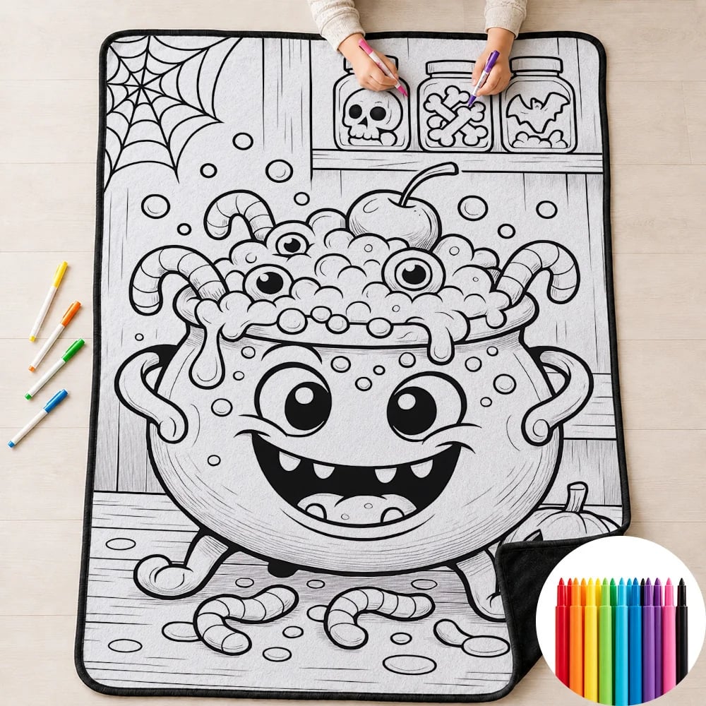🎃Halloween Themed DIY Colour-In Blanket Kit for Kids🌈🖋️Comes with Fabric Markers