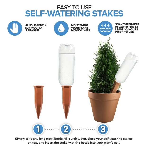 Modern Innovations Self-Watering Terracotta Spikes | 4-Pack