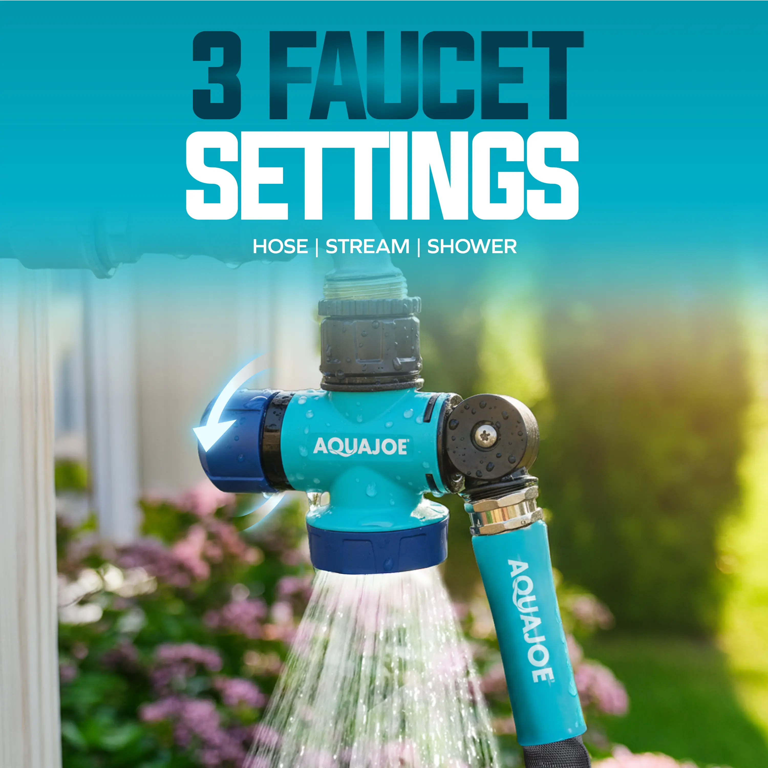 AQUA JOE Multi-Function Outdoor Faucet and Garden Hose Tap Connector