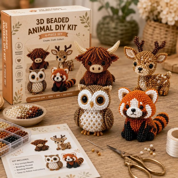 🧵✨Tiny 3D Beaded Animal DIY Kit