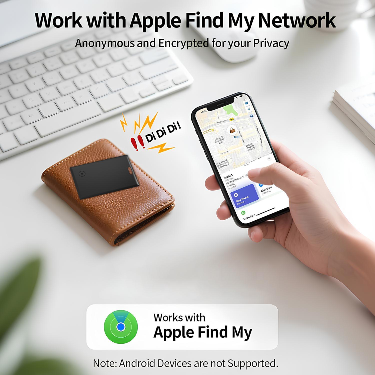 2026 [Apple MFi Certified] (iOS Only) Bluetooth Tracker Smart Card for Apple Find My iPhone Wallet GPS Tracker, 5-10 Years Staying Power, Keys Finder and Item Locator for Keys, Bags, Passport#MothersDayGift #GiftsForHer