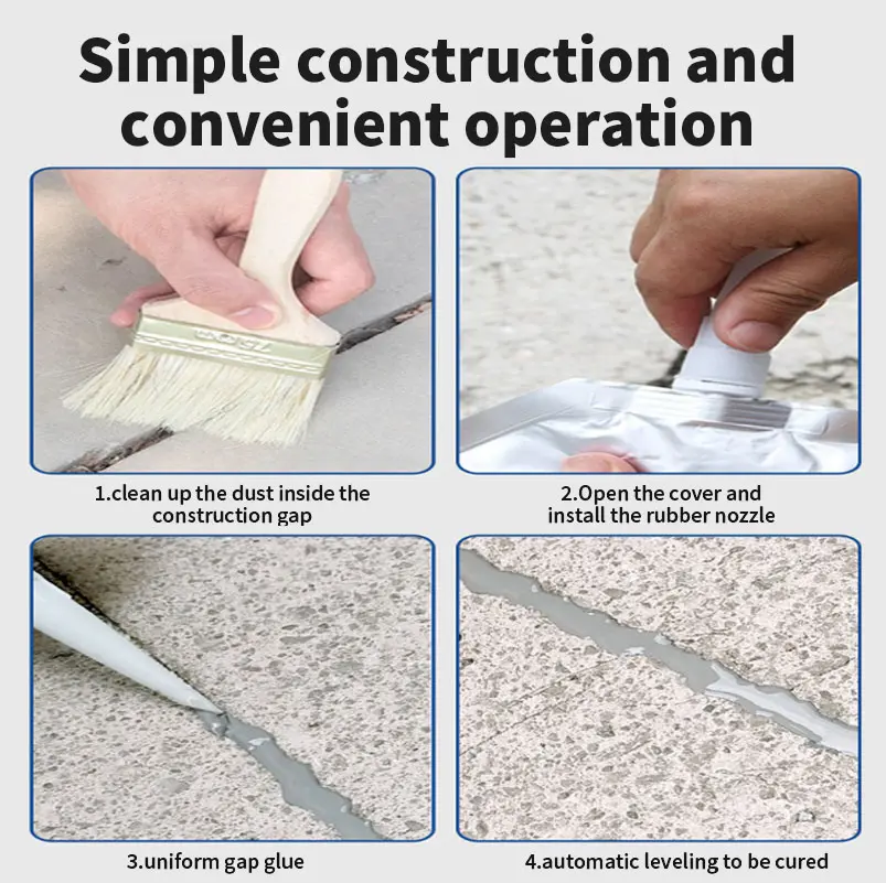 Mijaka Self-Leveling Rapid-Cure Joint Filler for Concrete Crack Repair 24H Traffic Ready Waterproof High & Low Temperature Resistance