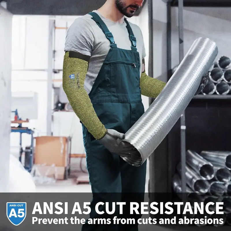 ANSI A5 Cut & Flame Resistant Schwer CORE S081 Arm Sleeves 🛡️🔥 Thumbhole Comfort Design, Full Arm Protection for Welding ⚒️, Kitchen 🍳 & Gardening 🌱