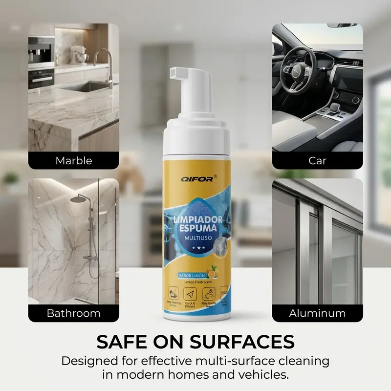 QIFOR 4-in-1 Foam Cleaner ✨ – Heavy-Duty Stain & Grease Remover for Car, Kitchen, Sofa 🚗🛋️ – Deep Cleaning Power 💪