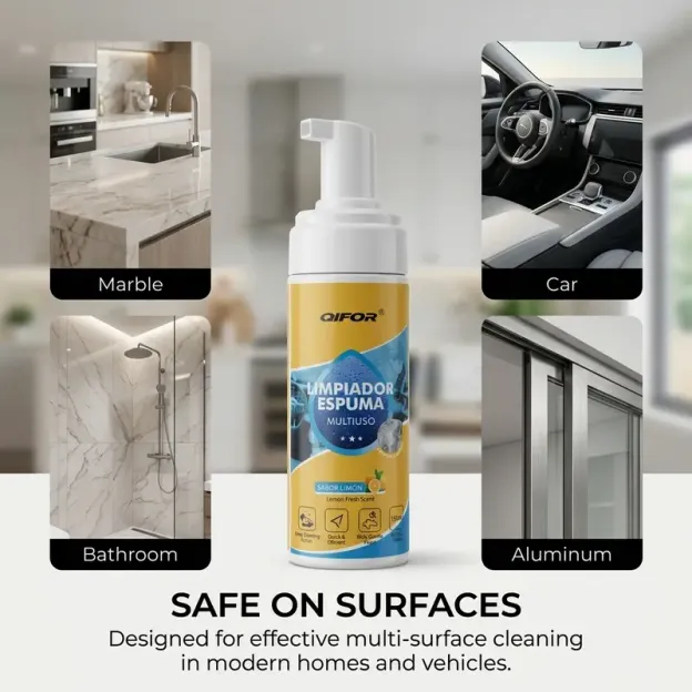 QIFOR 4-in-1 Foam Cleaner ✨ – Heavy-Duty Stain & Grease Remover for Car, Kitchen, Sofa 🚗🛋️ – Deep Cleaning Power 💪