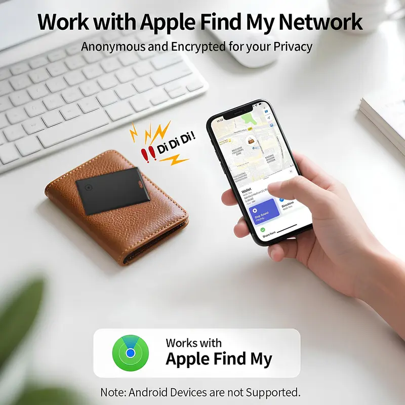 Apple MFi Certified Bluetooth Tracker Card for iPhone 📱 | Find Keys, Wallet & Passport 🔑🎒 | 5-10 Year Battery Life 🔋 | Smart Item Locator & Perfect Gift for Her 🎁