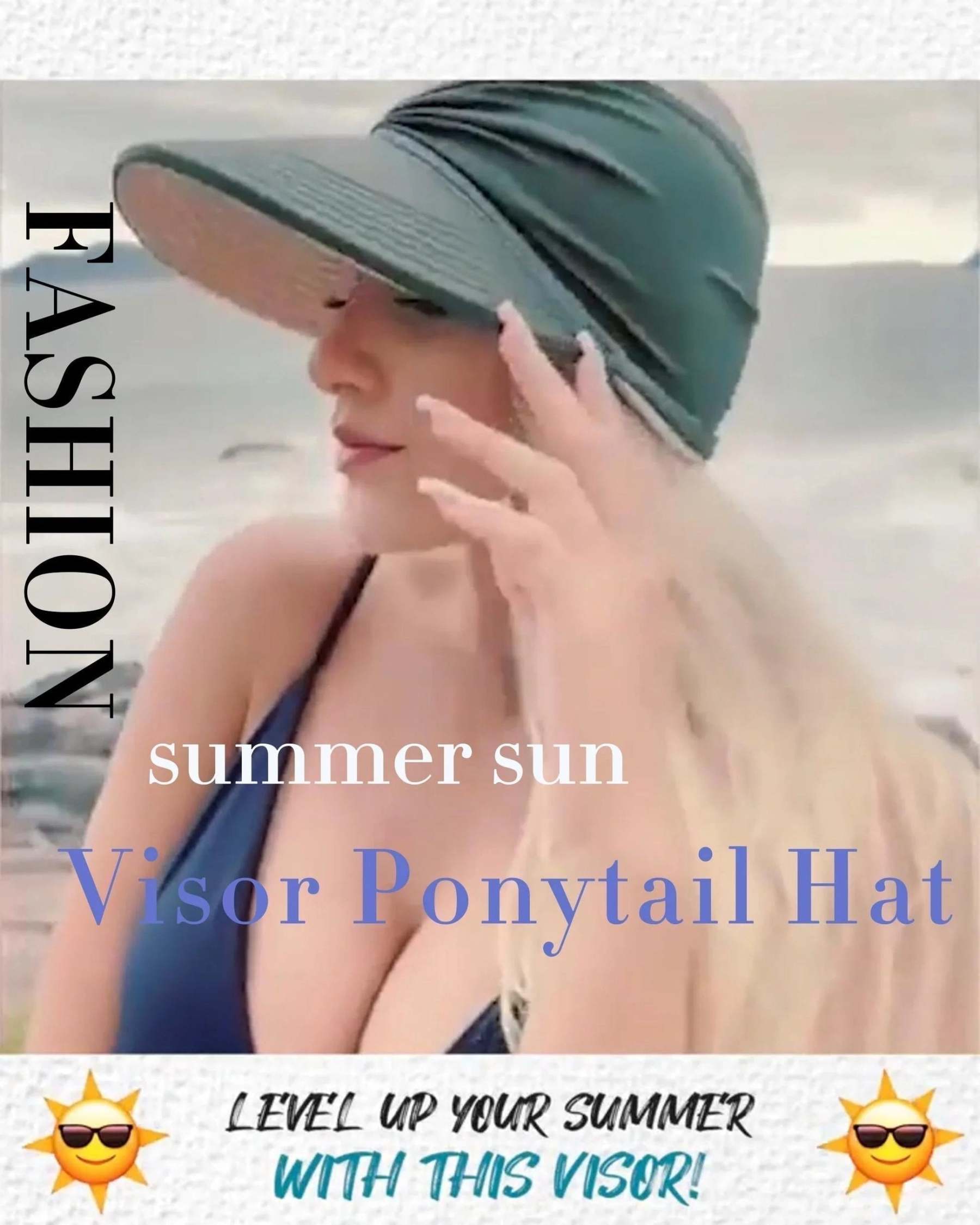 💕👒UPF 50+ Sun Visor Ponytail Hat