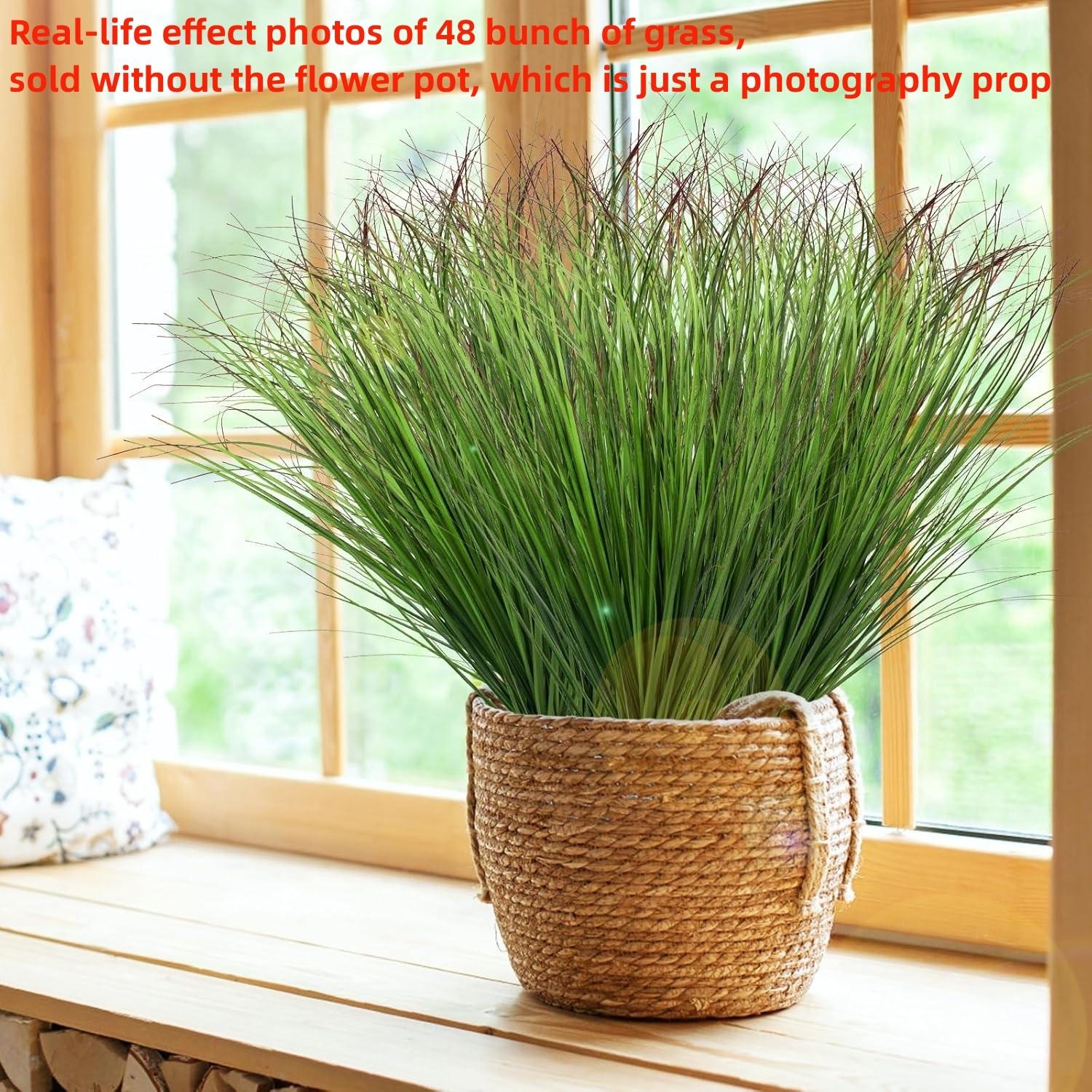 Artificial Wheat Grass Shrub Plants, Plastic UV-Resistant Outdoor Home Decor, 12, 24 or 48 Pieces, Model Xinghao #GLOBAL PICKS