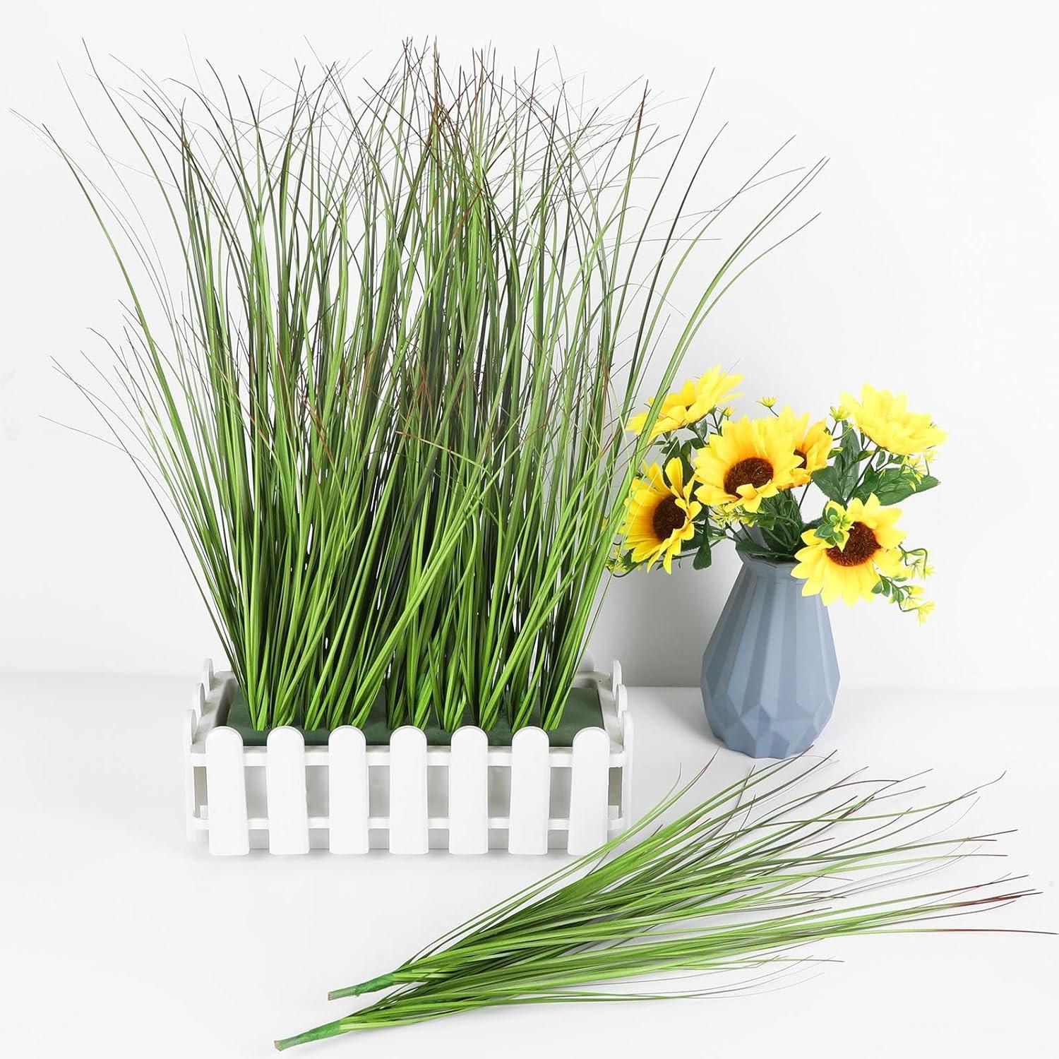 Artificial Wheat Grass Shrub Plants, Plastic UV-Resistant Outdoor Home Decor, 12, 24 or 48 Pieces, Model Xinghao #GLOBAL PICKS