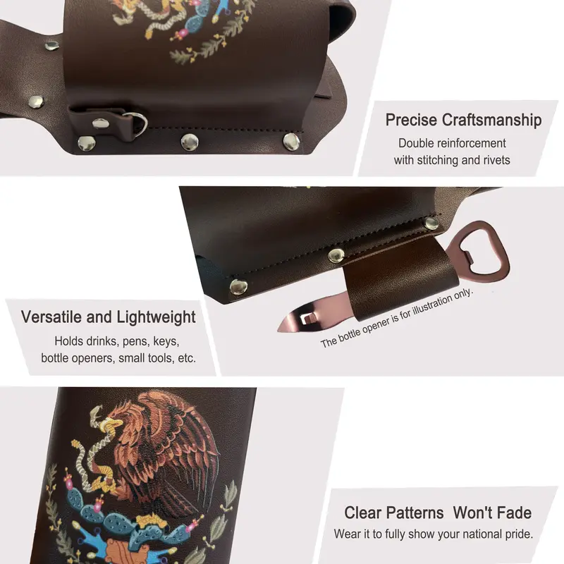 WIRILLCH Leather Drink Holster Belt 🍻 – Hands-Free Beer Holder for Parties 🎉, Sports 🏆, BBQs 🍖 & Festivals 🎶 | Perfect Gift for Him or Her 🎁