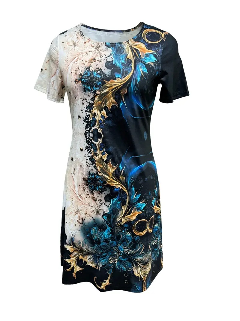 Casual Short Sleeve Dress For Spring & Summer