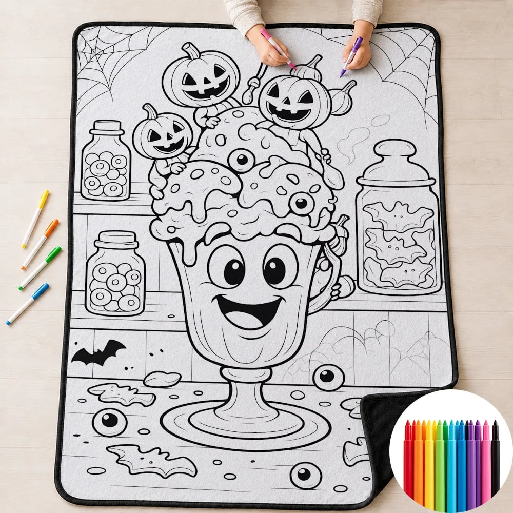 🎃Halloween Themed DIY Colour-In Blanket Kit for Kids🌈🖋️Comes with Fabric Markers