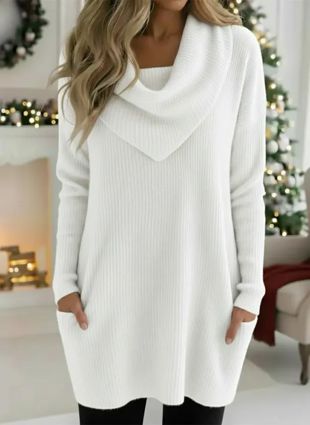 Cozy Retro Triangle Cowl Collar Knitted Sweater