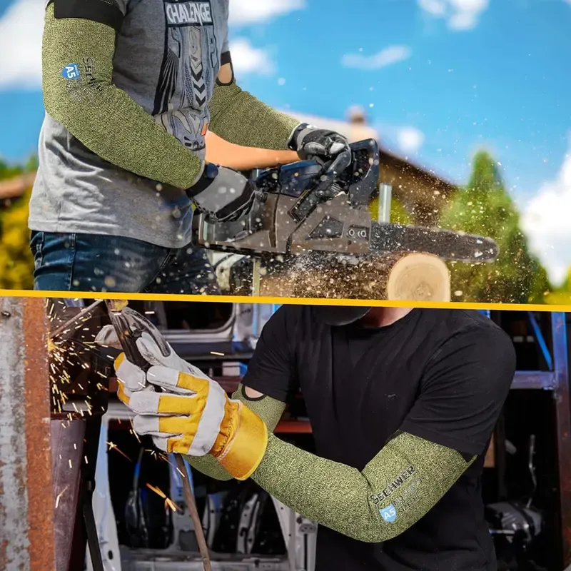 ANSI A5 Cut & Flame Resistant Schwer CORE S081 Arm Sleeves 🛡️🔥 Thumbhole Comfort Design, Full Arm Protection for Welding ⚒️, Kitchen 🍳 & Gardening 🌱