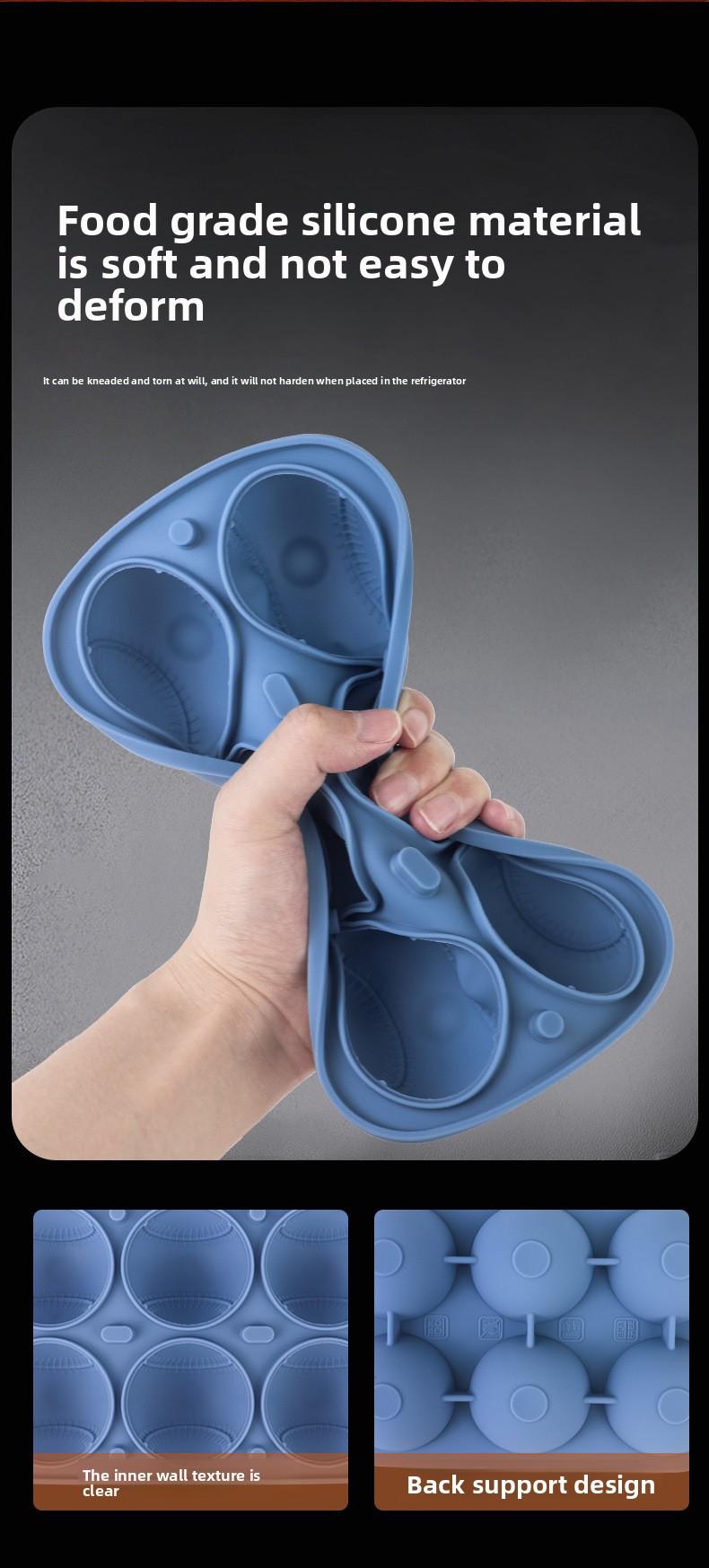 Sporty Ice Cube Mold 3D Detailed Stitch Baseball Design 6-Cavity Food-Grade Silicone Tray for Beer Soda Lemonade Fans' Party Ice Mold Cooling Drinks