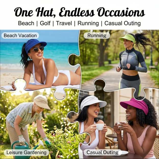 💕👒UPF 50+ Sun Visor Ponytail Hat