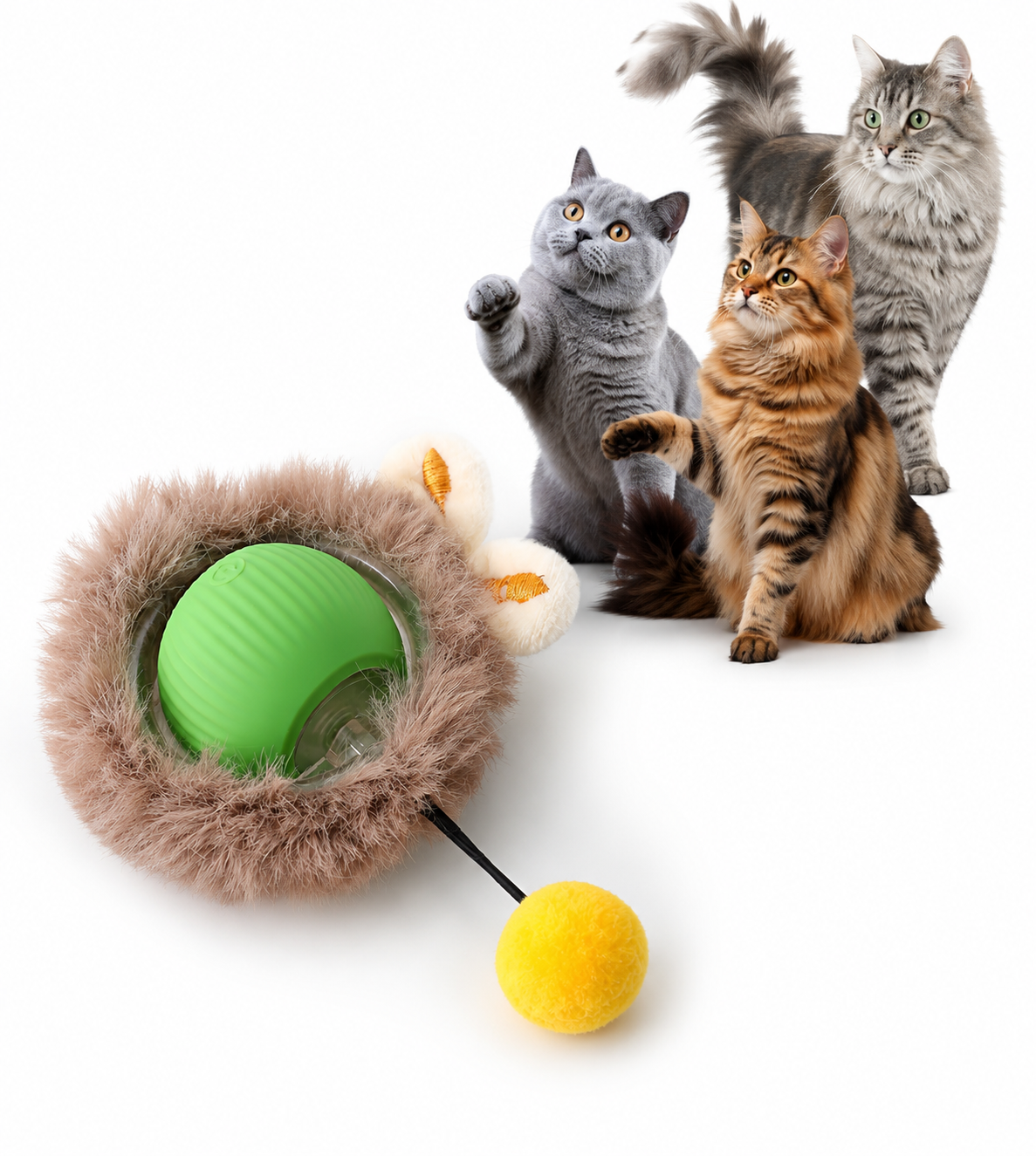 Interactive Cat Ball Toy Automatic Rolling Ball with Tail Rechargeable Smart Pet Interactive Toy Intelligent Mouse for Cat