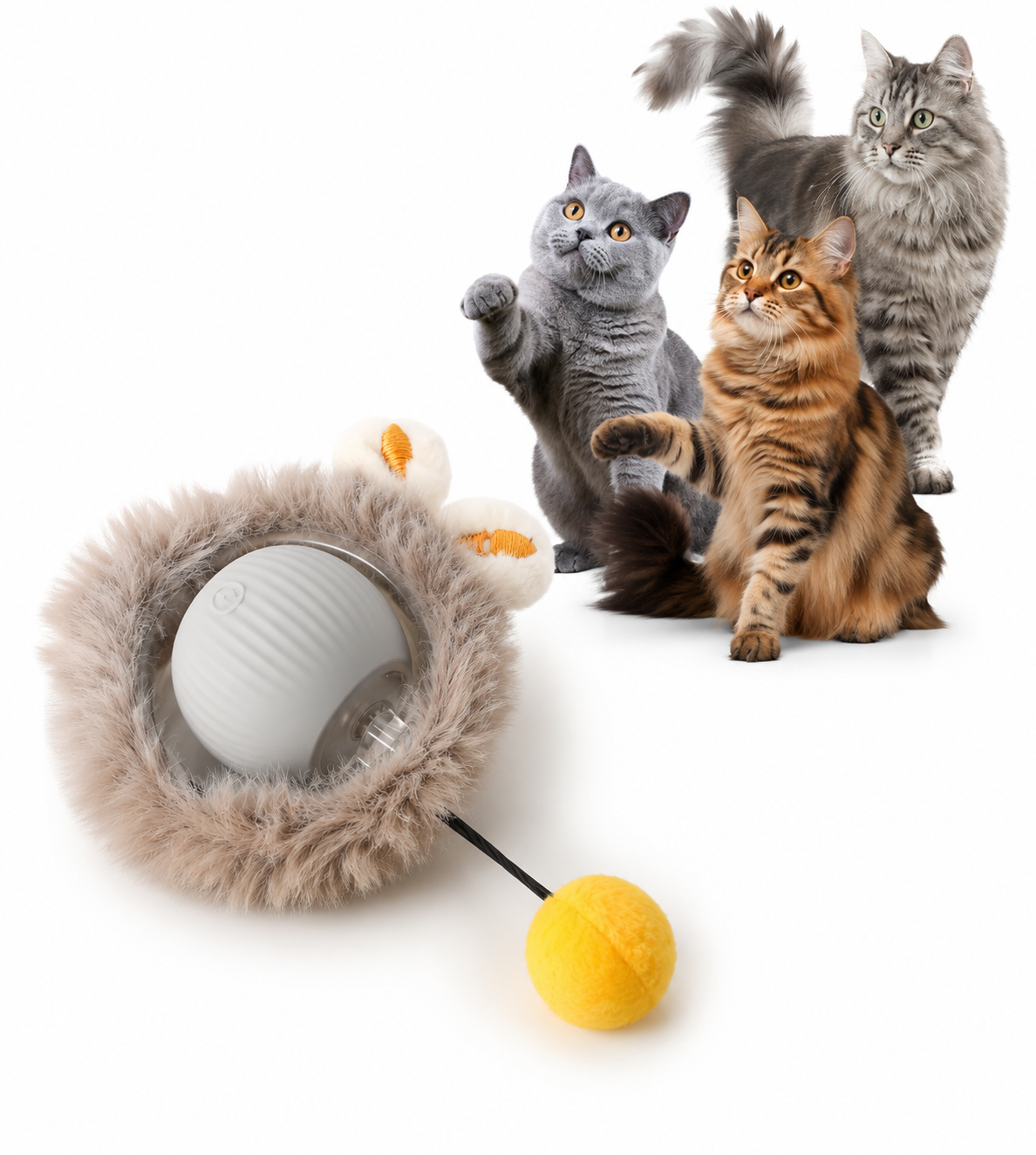 Interactive Cat Ball Toy Automatic Rolling Ball with Tail Rechargeable Smart Pet Interactive Toy Intelligent Mouse for Cat