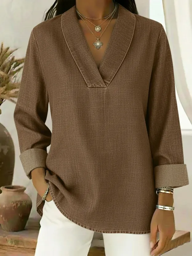 Vintage Shawl Collar Denim Shirt