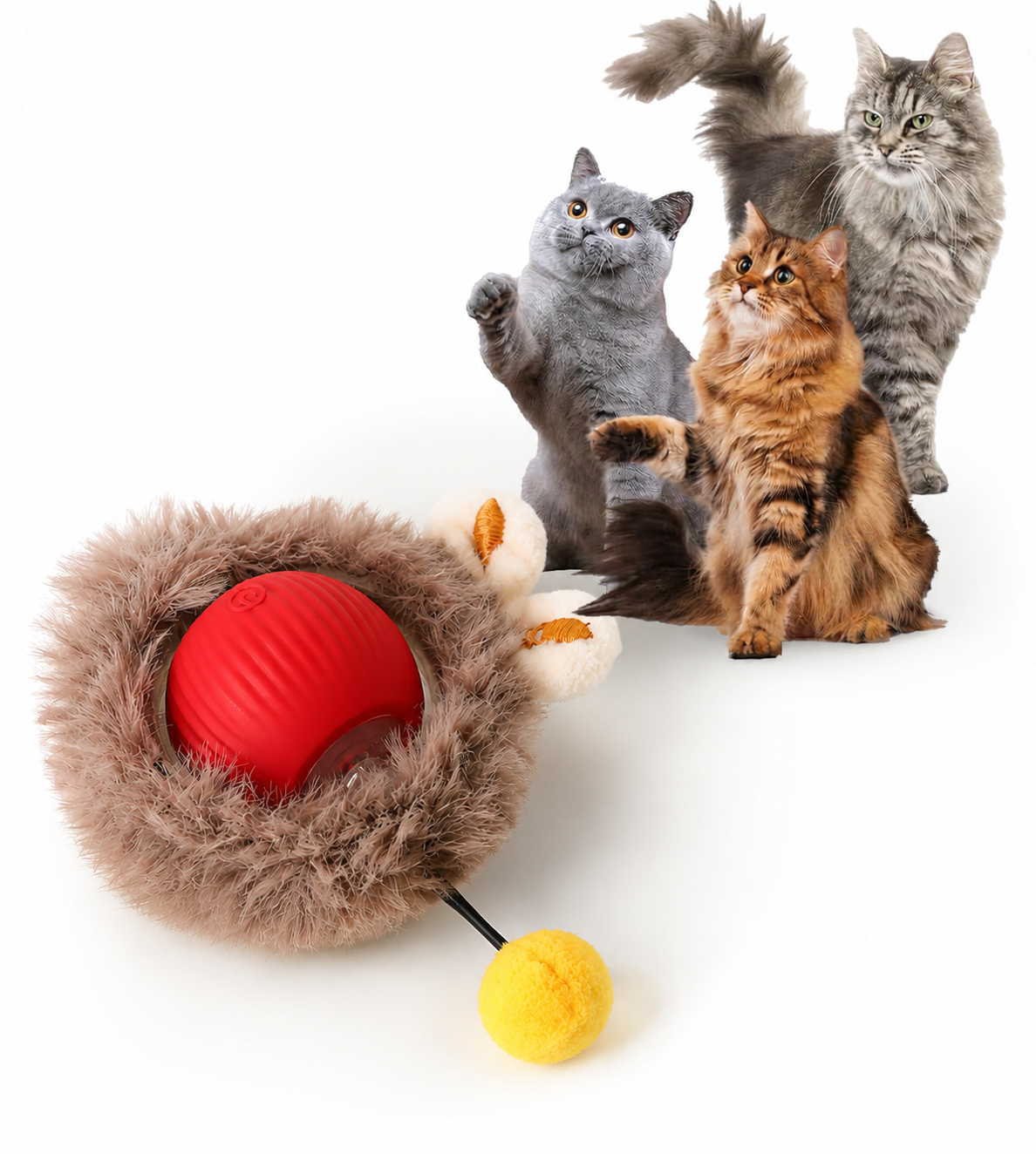 Interactive Cat Ball Toy Automatic Rolling Ball with Tail Rechargeable Smart Pet Interactive Toy Intelligent Mouse for Cat