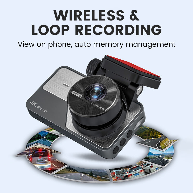 ✨4K Ultra HD dash cam with night vision🚗Wi-Fi and loop recording for continuous monitoring🌙
