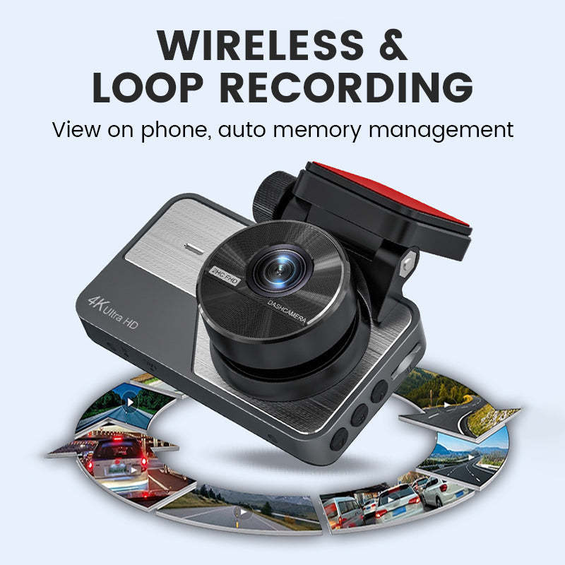 ✨4K Ultra HD dash cam with night vision🚗Wi-Fi and loop recording for continuous monitoring🌙