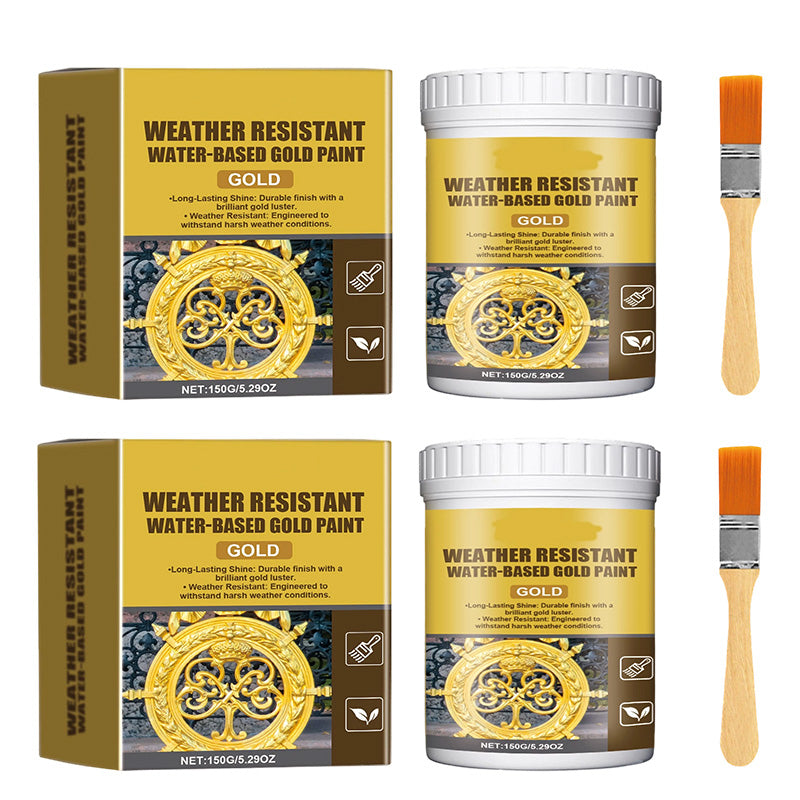 🥳2026 HOT SALE🥳💞50K+ SOLD!🏠✨Weather Resistant Gold Paint – Water‑based, brilliant shine. Safe for metal, wood & stone. Lasts rain or shine! 🖌️💛