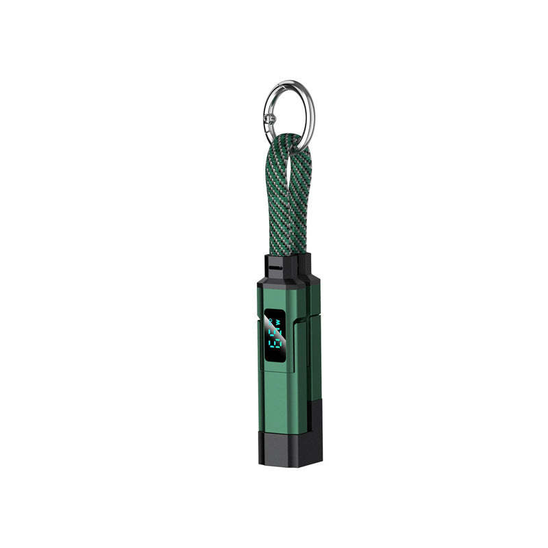 🔌 4-in-1 Charging Cable with Digital Display & Keychain – Fast-Charging, Kink-Resistant & Compact