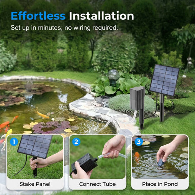 📢📢 ⏰Solar Pond Aerator with Air Pump
