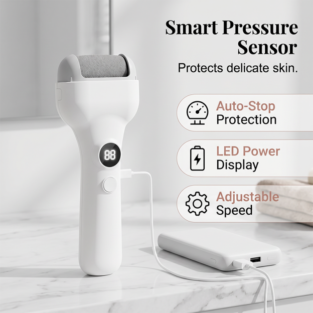 🥳2026 HOT SALE🥳💞50K+ SOLD!🦶🧠Smart Electric Pedicure Tool – Pressure sensor auto‑stops if too firm. Removes calluses gently, protects delicate skin. A safe home pedicure! 🛡️✨