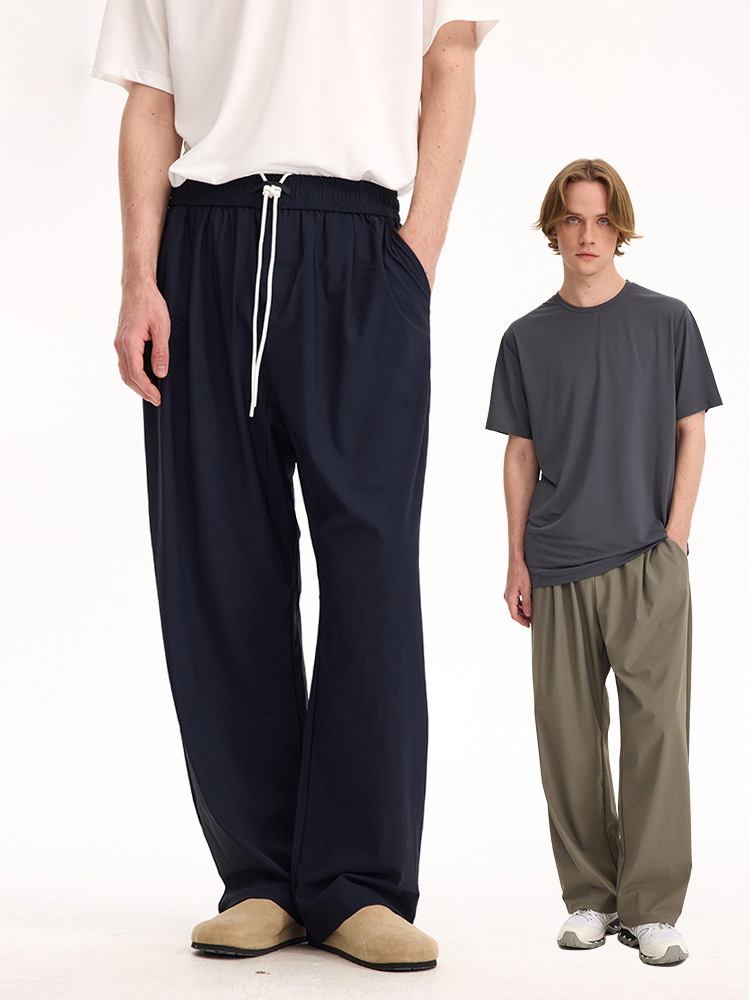 Plaid quick-drying air-conditioning pants high elastic cool loose sports casual straight pants men and women 2025 spring and summer new