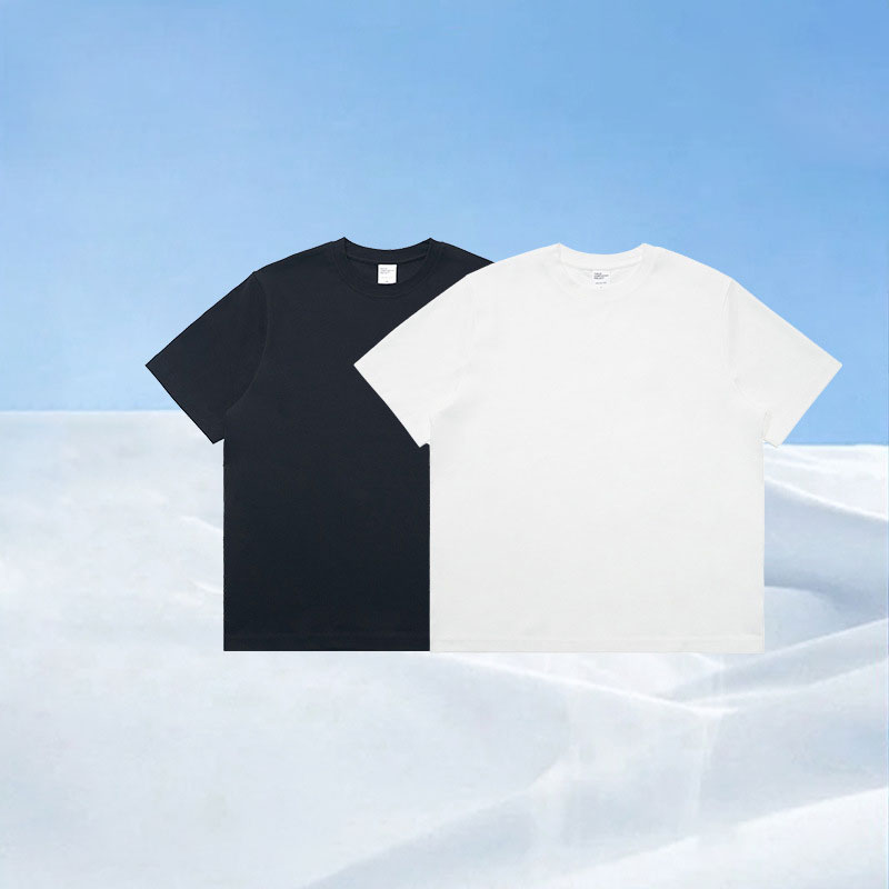 Long-staple cotton old money style straight shoulder cool solid color T-shirt for men