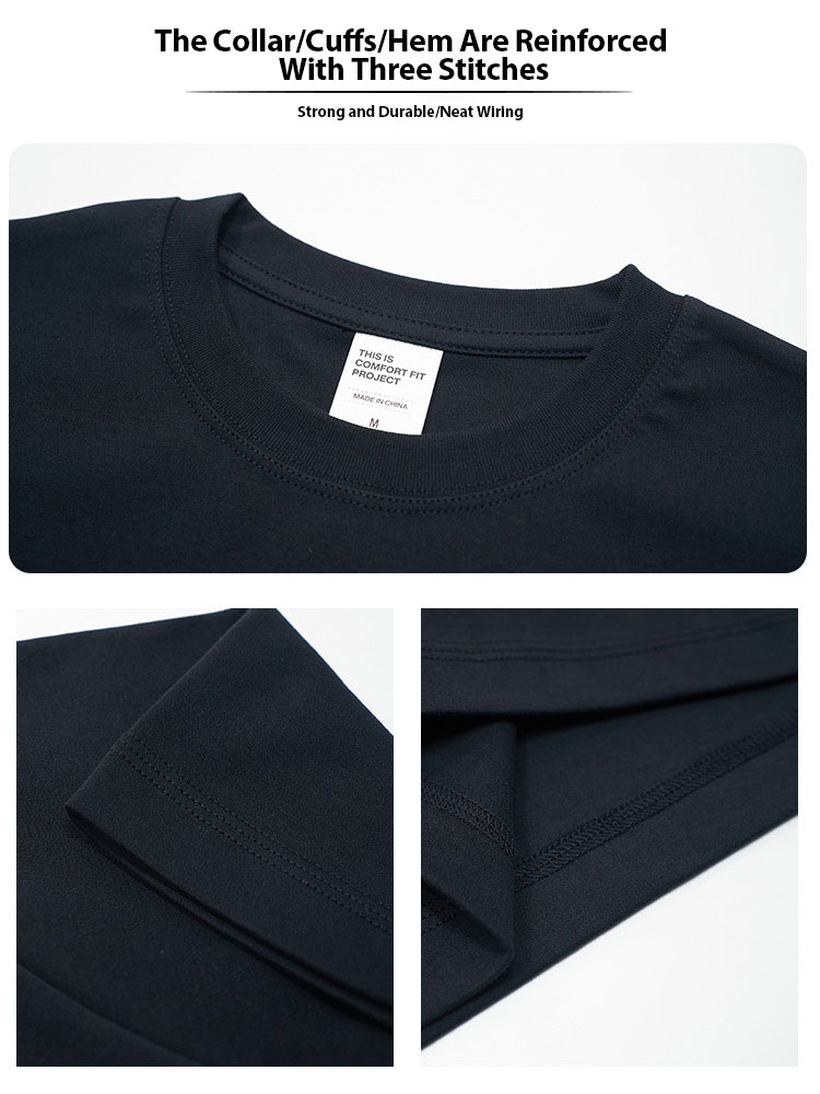 Long-staple cotton old money style straight shoulder cool solid color T-shirt for men