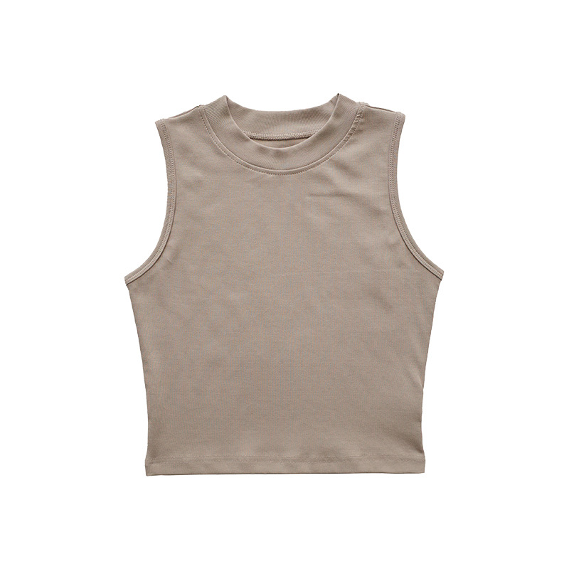 Shoulder slim fit Lycra cotton American style hot girl female skin-friendly solid color elastic basic top round neck short-sleeved T-shirt