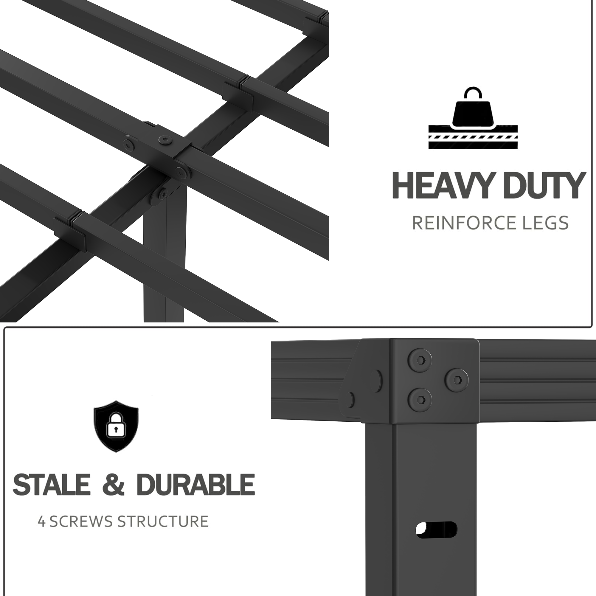 ULIESC 14" Heavy Duty Metal Platform Bed Frame, No Box Spring Needed, Queen Size