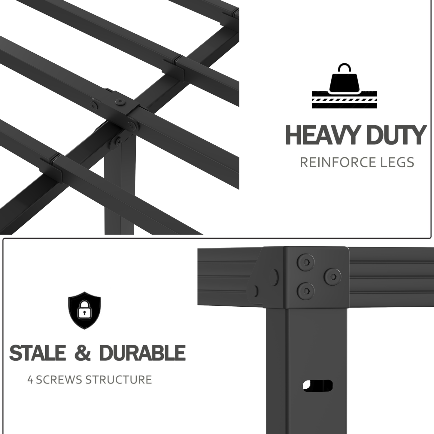 ULIESC 14" Heavy Duty Metal Platform Bed Frame, No Box Spring Needed, Queen Size