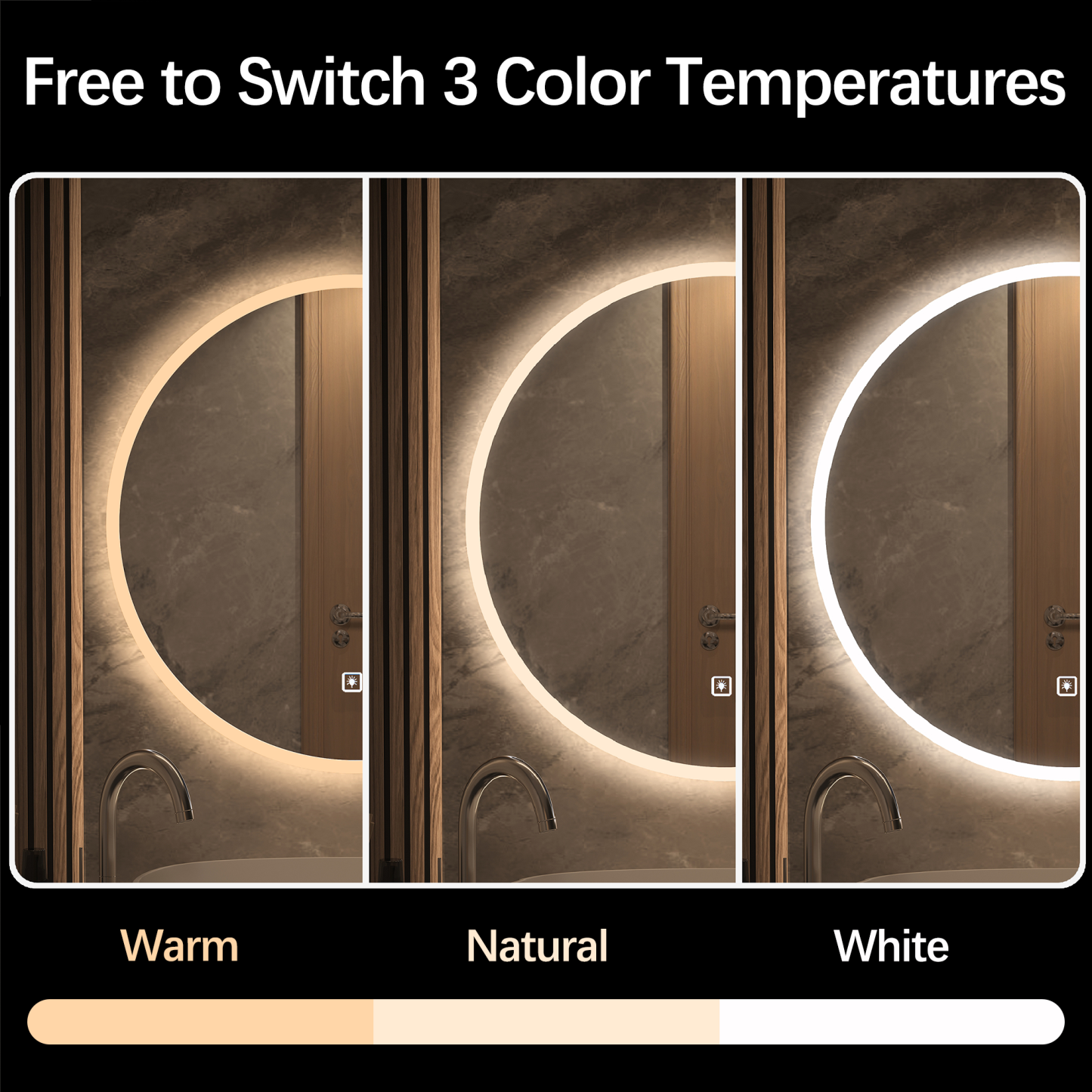 ULIESC 30 inch Round LED Bathroom Mirror with Lights, Dimmable Wall Mounted Vanity Mirror with 3 Color Lighting for Bathroom and Makeup Room