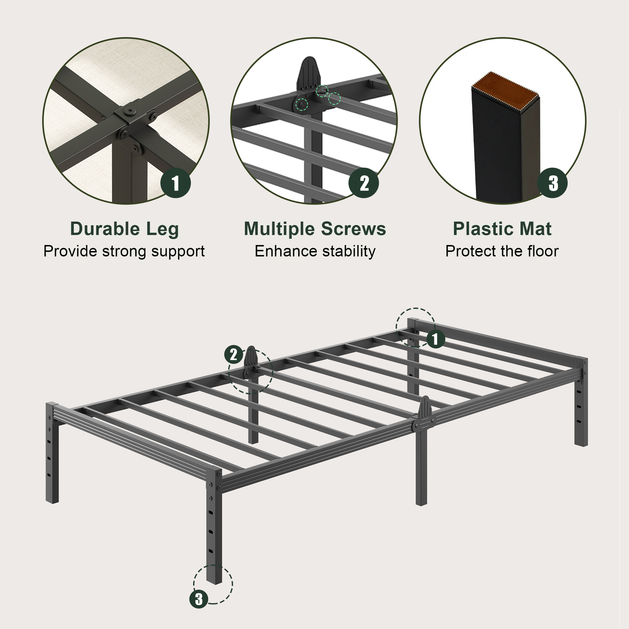 Siblance 12 inch Twin Metal Platform Bed Frame, Heavy Duty, No Box Spring, Noise Free, Easy Assembly, Black