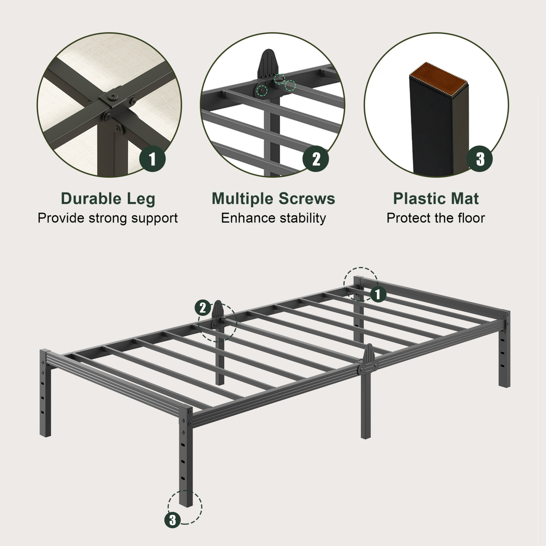 Siblance 12 inch Twin Metal Platform Bed Frame, Heavy Duty, No Box Spring, Noise Free, Easy Assembly, Black